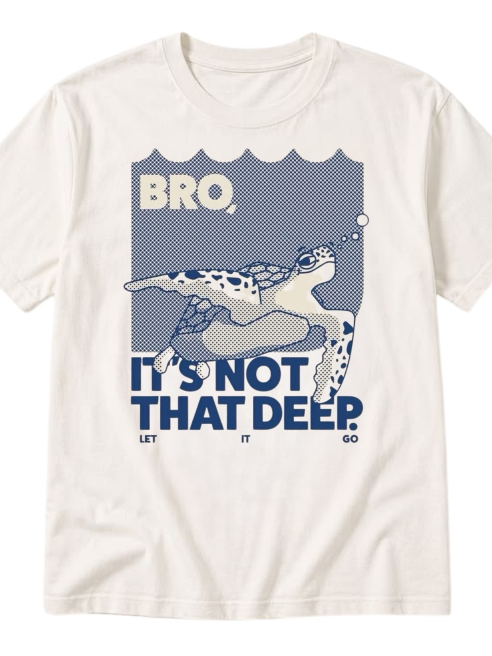 Gildan Cream Short Sleeve Tee with Navy Turtle Graphic